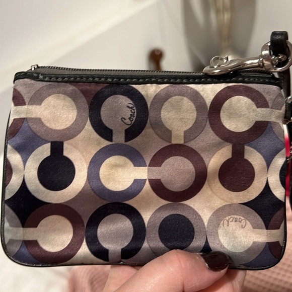 Coach Wristlet Sequin Multi-Colored Gray Brown Beige Steel Blue - Picture 2 of 2